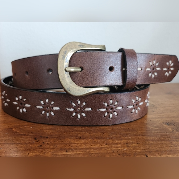 Genuine Leather Embroidered Belt Size L - Picture 3 of 14